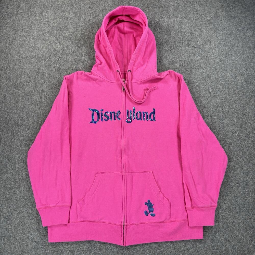 Disney Parks Disneyland Pink Sequin Mickey Full Zip Hoodie Women’s 1X